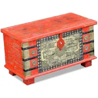 vidaXL Coffre de rangement Bois de manguier rouge 80 x 40 x 45 cm