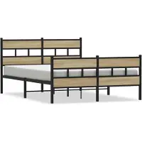 vidaXL Lit métallique sans matelas Chêne Sonoma 160x200 cm