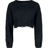 Banned Alternative Pull tricoté de - Pull Onyx Bow - M - 4XL - pour Femme - noir - Taille M