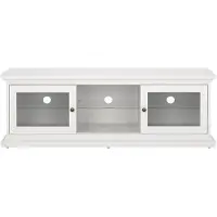 Ebuy24 Venedig Meuble TV 2 portes vitrées et 1 tablette en verre, blanc.