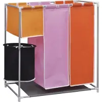 vidaXL Panier à linge à 3 sections avec un bac de lavage