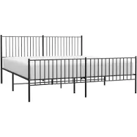 vidaXL Cadre de lit avec tête et pied de lit en métal noir 193x203 cm