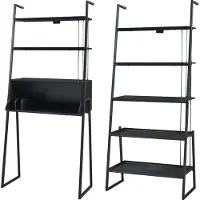 En.casa Ensemble de meubles 'Storfjord' 2 pcs. 1x bureau et 1x étagère échelle métal noir