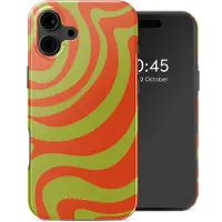 Selencia Coque arrière Vivid avec MagSafe pour Apple iPhone 16 - Wavy Swirl Orange Fern
