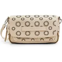 Desigual pour femme. 24SAXP23 Sac messager beige gaufré de fleurs (OSFA), Blanc, Casuel, Polyuréthane