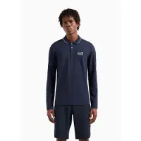 EA7 pour homme. 8NPF17_PJVUZ Polo à manches longues Core Identity en coton extensible marine (4XL), Casuel, Manche longue