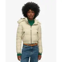 Superdry pour femme. W5011682A Veste courte à capuche Fuji beige (S), Casuel, Durable, Nylon recyclé