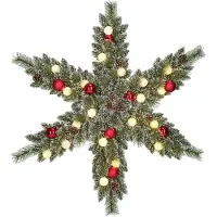 Luca Lighting Trees Kaprun Couronne de Noël Étoile avec lumières LED blanc chaud - Ø90 cm - Vert givré, rouge