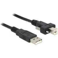 DeLOCK USB Kabel A -> B St/St 2.00m mit Verschraubung sw