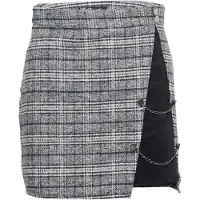 KOROSHI Jupe gris chiné / noir / blanc cassé