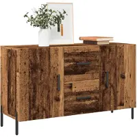 vidaXL Sideboard imitation vieux bois 100x36x60 cm Bois composite
