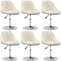 vidaXL Chaises de salle à manger 6 pcs. Pivotant Crème Velours