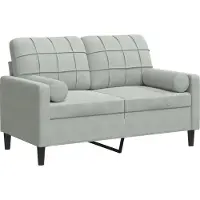 vidaXL Canapé 2 places avec oreillers gris clair 120 cm velours