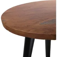 Beliani Table Appoint En Bois De Teck D 45 Cm Detah