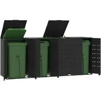 vidaXL Abri à poubelles pour 4 tonnes noir 276x79x117 cm acier