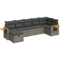 vidaXL Ensemble de salon de jardin 7 pièces avec coussins Gris Poly rotin