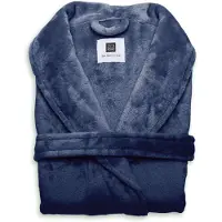 Zohome Peignoir Cara - robe de chambre pour femmes et hommes - M - Manteau du matin - Convient pour le sauna - Bleu indigo