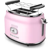 WESTINGHOUSE Grille-pain rétro Westinghouse - 2 tranches - fentes extra-larges - grille de maintien au chaud - 815W - rose