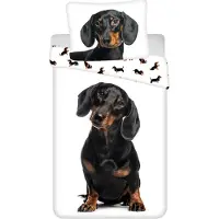 Animal Pictures Dachshund Bettwäsche Hund - 140x200 cm weiche Baumwolle Kissen und Decke Dachs