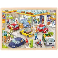 Goki Puzzle en bois Station-service, 96 pièces.
