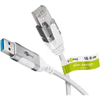 Goobay 74383 câble changeur de genre USB 3.0 type A RJ45 Blanc