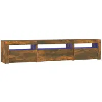 vidaXL Armoire TV avec lampes LED chêne fumé 195x35x40 cm