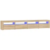 vidaXL Armoire TV avec lampes LED Chêne Sonoma 240x35x40 cm