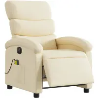 vidaXL Fauteuil de massage électrique Crème Tissu