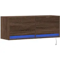 vidaXL Armoire TV murale avec éclairage LED aspect chêne 100x31x35 cm