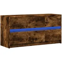 vidaXL Armoire TV avec éclairage LED chêne fumé 100x34x50 cm