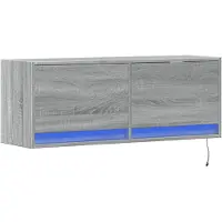 vidaXL Armoire TV murale avec éclairage LED Gris Sonoma 100x31x35 cm