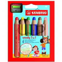 Stabilo Crayons de couleur - Woody 3-in-1 - 6 pces - Multicolore - - UneTaille - Set de Coloriage