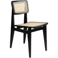 Gubi C-Chair Chaise de Salle à Manger Black Stained Oak Matt Lacquered | All French Cane