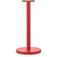 Alessi Mattina BG05 R - Porte-rouleau de papier essuie-tout design, en acier coloré avec résine époxy et bouton en bois de bambou, rouge