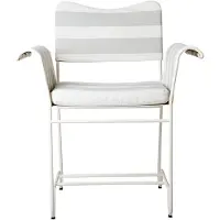 Gubi Tropique Dining Fauteuil Classic White Semi Matt | Leslie Stripe 020 | Without Fringes