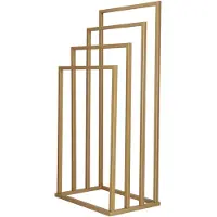 Springos Porte-serviettes sur pied - - 4 barres - Métal - 96 cm - Couleur or