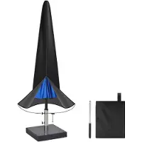 VOLCAN Housse pour parasol debout - Imperméable - Oxford 420D - Avec fermeture à glissière, cordon de serrage, mât et housse de rangement - Noir