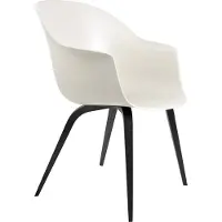 Gubi Bat Dining Chair Non-Upholstéré Wood Base | Black Stained Beech | Alabaster White