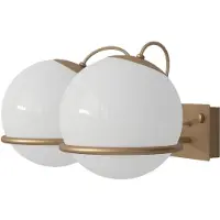 Astep Model 237/2 Model 238/2 Applique murale 2 Opaline Spheres (20cm Diameter), Champagne Mount