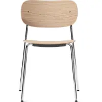 Audo Copenhagen Co Dining Chair Black steel Veneer Without Arms | Chrome | Natural Oak