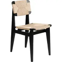 Gubi C-Chair Chaise de Salle à Manger Black Stained Oak Matt Lacquered | Paper Cord