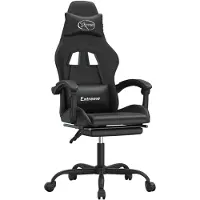 vidaXL Chaise de jeu pivotante avec repose-pied Noir Similicuir