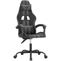 vidaXL Chaise de jeu pivotante Noir et gris Similicuir
