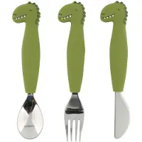 Trixie Couverts 3 Pièces Manches En Silicone Mr Dino - Vert