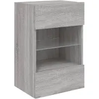 vidaXL Armoire TV murale avec lampes LED Gris Sonoma 40x30x60,5 cm