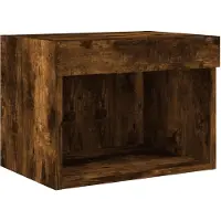DKD Home Decor Table de nuit murale avec lampes LED Chêne fumé