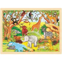 Goki Puzzle bois - Afrique - Animaux - 48 pièces