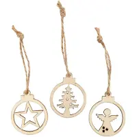 Creativ Company Pendentifs de Noël en bois, 24pcs.