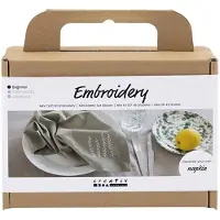 Creativ Company Bastelset Sticken Serviette, Kit de travail manuel, Vert