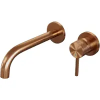 Brauer Cuivre Sculpté Ensemble de robinet encastrable - bec courbé gauche - manette longue étroite sculpture - modèle A 1 - PVD - cuivre brossé 5-GK-004-B6-65